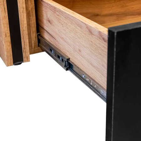 Regał na pieczywo dzielony przeszklony Mega-M H-204cm L-136cm G-62cm dąb kraft/czarny