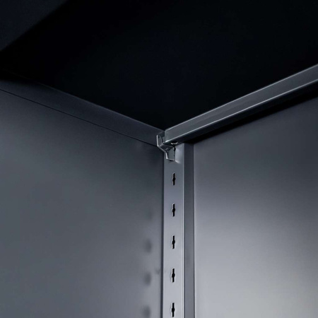 Szafa biurowa metalowa na dokumenty Mega-M pełne drzwi S-120 cm G-40 cm H-185 cm grafitowa