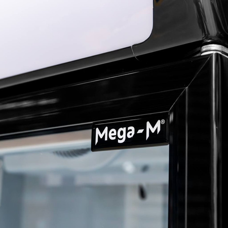 Witryna chłodnicza 2-drzwiowa 568L Mega-M RICO i88 oświetlenie LED podświetlany górny plafon reklamowy
