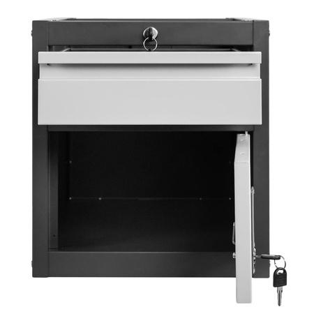 Szafka narzędziowa do stołów warsztatowych Mega-M 37x48.5x41.5 cm 1 szuflada 1 szafka grafitowa szary front