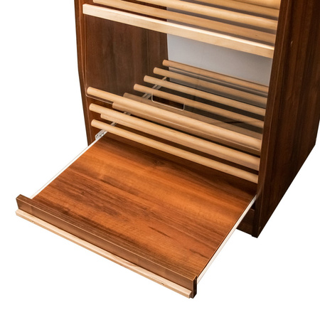 Regał na pieczywo H-200 cm L-60 cm G-50 cm plexi oświetlenie LED orzech ecco