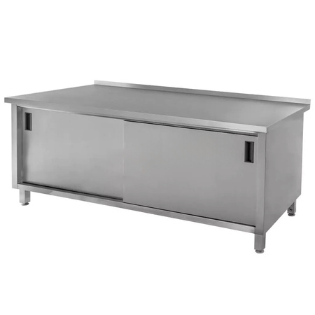 Stół gastronomiczny ze stali nierdzewnej spawany przyścienny z szafką Mega-M 180x60x85 cm