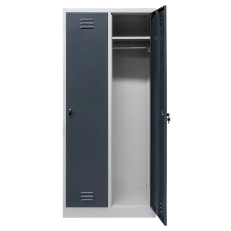 Szafka ubraniowa BHP Mega-M J-80 2 drzwiowa szara/ grafitowy front  S-80 cm G-50 cm H-180 cm skręcana N
