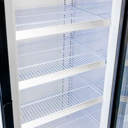 Witryna chłodnicza 3-drzwiowa 1506L Mega-M RICO i180 oświetlenie LED podświetlany górny plafon reklamowy