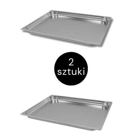 Pojemnik GN 2/1 ze stali nierdzewnej Mega-M 65x53x4 cm zestaw 2 szt.