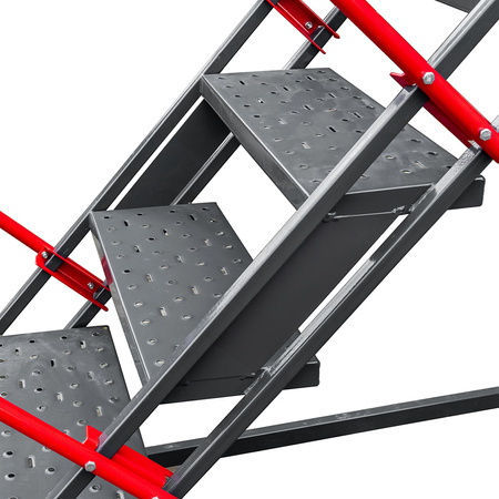 Drabina magazynowa przejezdna pomost magazynowy Mega-M H 357 cm 14 stopni