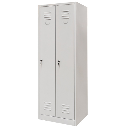 Szafka ubraniowa BHP Mega-M J-60 2 drzwiowa z przegrodami szara S-60 cm G-50 cm H-180 cm skręcana N