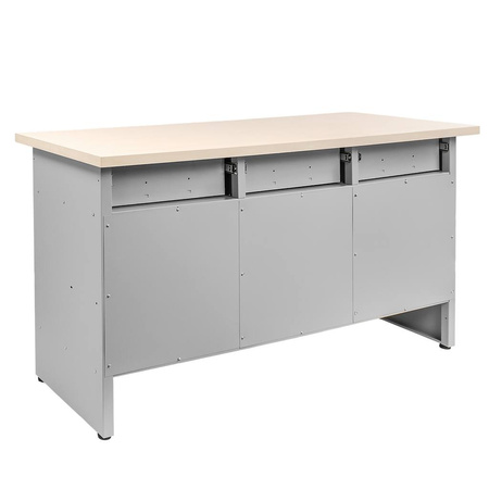 Stół warsztatowy z 6 szufladami 2 szafkami zamykanymi Mega-M HANDYMAN S-160 cm G-60 cm H-85 cm grafit