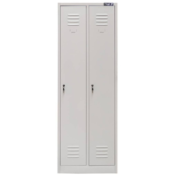 Szafka ubraniowa BHP Mega-M J-60 2 drzwiowa z przegrodami szara S-60 cm G-50 cm H-180 cm skręcana