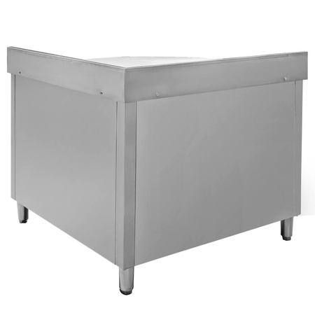 Stół gastronomiczny ze stali nierdzewnej narożny przyścienny z szafką Mega-M 100x60x85 cm