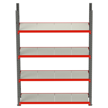 Regał metalowy magazynowy 4-półkowy Mega-M FORTIS H-200 cm L-217 cm G-40 cm moduł bazowy