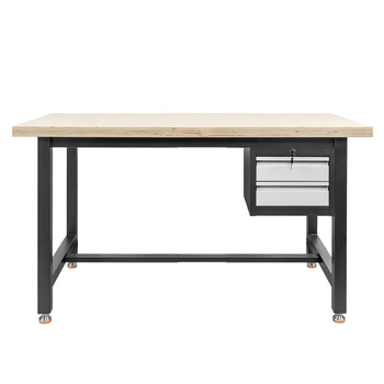 Stół warsztatowy z szafką narzędziową z 2 szufladami Mega-M S-150 cm grafitowy szary front