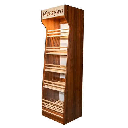 Regał na pieczywo H-200 cm L-60 cm G-50 cm plexi oświetlenie LED orzech ecco