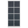 Szafka skrytkowa BHP Mega-M J-80/8 8 drzwiowa szara/ grafitowy front S-80 cm G-50 cm H-180 cm skręcana N