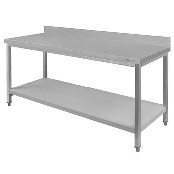 Stół ze stali nierdzewnej przyścienny z półką  Mega-M S-150 cm G-60 cm H-85 cm N