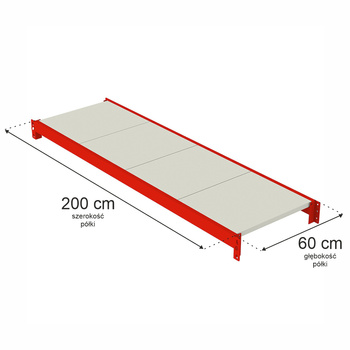 Półka do regału magazynowego Mega-M FORTIS 200x60 cm