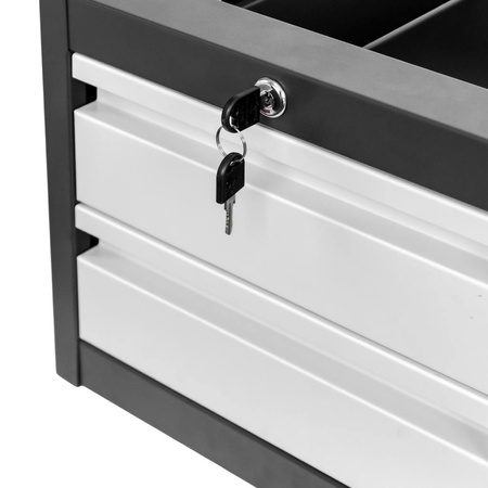 Szafka narzędziowa do stołów warsztatowych Mega-M 2 szuflady 37x48.5x30.5 cm grafitowa szary front