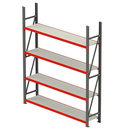 Regał metalowy magazynowy 4-półkowy Mega-M FORTIS H-200 cm L-267 cm G-40 cm moduł bazowy