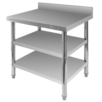 Stół ze stali nierdzewnej przyścienny z 2-ma półkami Mega-M X STANDARD S-80cm G-70 cm H-85 cm N