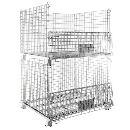 Pojemnik siatkowy Gitterbox S-120 cm G-100 cm H-89 cm oczko 5x5 cm wzmacniany z otwieranym bokiem ocynk N