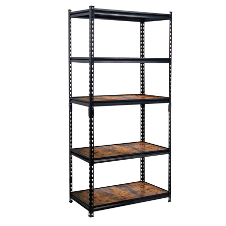 Regał magazynowy Mega-M PRO LOFT  H-180 cm L-90 cm G-40 cm 5 półek z MDF 6.2 mm okleina drewno 275 kg czarny
