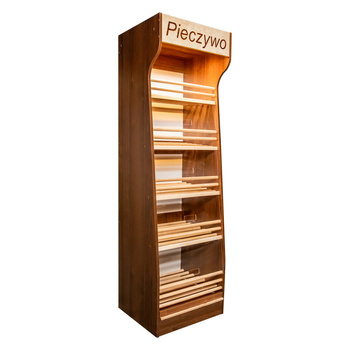 Regał na pieczywo Mega-M T H-200cm L-60cm G-50cm plexi oświetlenie LED orzech eco N
