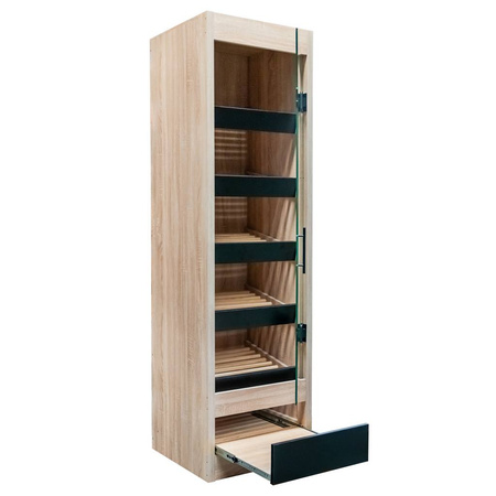 Regał na pieczywo z szybą Mega-M H-205 cm L-60 cm G-58 cm dąb sonoma