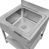 Zlew gastronomiczny jednokomorowy z maskownicą, półką i syfonem z rurą odpływową Mega-M 70x70x85 cm stal nierdzewna
