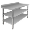 Stół ze stali nierdzewnej przyścienny z 2-ma półkami Mega-M X STANDARD S-140cm G-60 cm H-85 cm N