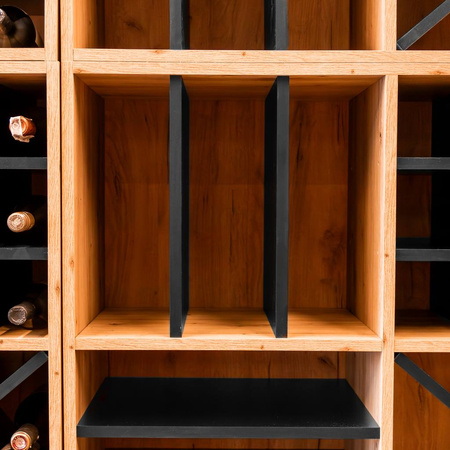 Moduł regału ozdobnego na wino/alkohole mocne Mega-M H-86 cm L-100 cm G-40 cm dąb artisan/czarny