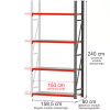Regał metalowy magazynowy 4-półkowy Mega-M FORTIS H-240 cm L-158.5 cm G-60 cm moduł dostawny