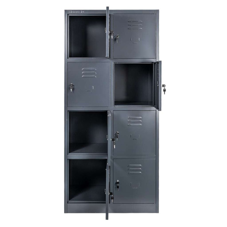 Szafka skrytkowa BHP Mega-M J-80/8 8 drzwiowa grafitowa S-80 cm G-50 cm H-180 cm skręcana N