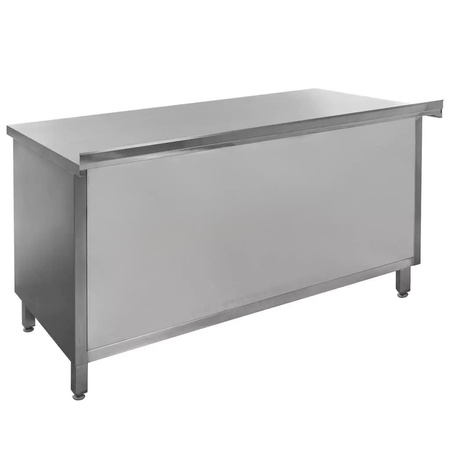 Stół gastronomiczny ze stali nierdzewnej spawany przyścienny z szafką Mega-M 150x60x85 cm