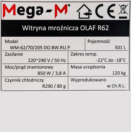 Witryna mroźnicza Mega-M OLAF R62