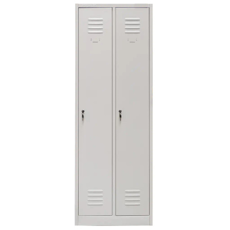 Szafka ubraniowa BHP Mega-M J-60 2 drzwiowa z przegrodami szara S-60 cm G-50 cm H-180 cm skręcana (wysyłka paletowa) N