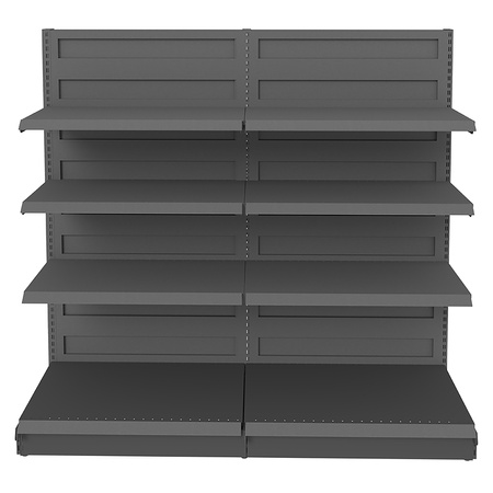 Regał sklepowy przyścienny Mega-M Basic H-225 cm L-203 cm G-50/3x40 cm (GC-58 cm) antracyt N