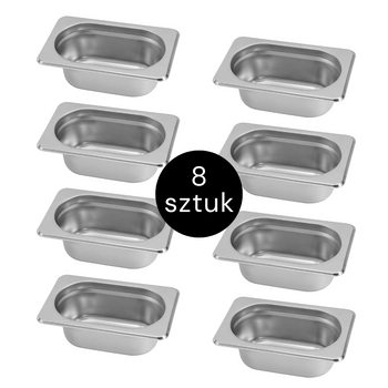 Pojemnik GN 1/9 ze stali nierdzewnej Mega-M 17,6×10,8×6,5 cm zestaw 8 szt.