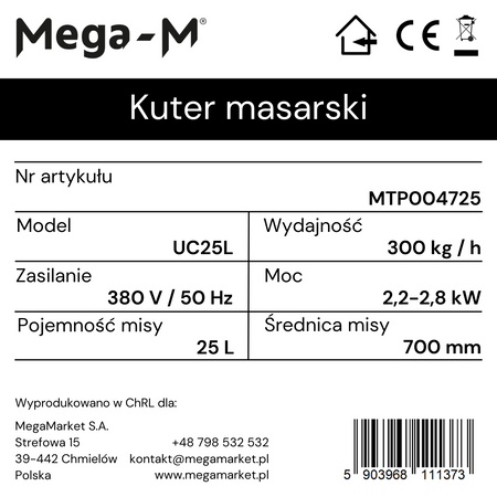 Kuter Mega-M UC25L 300lk/h 2,2kW N