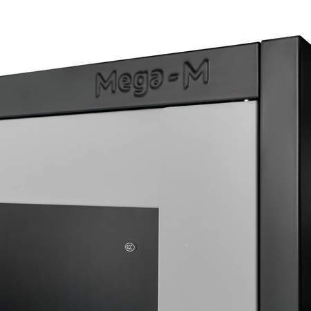 Szafa biurowa metalowa Mega-M WENUS W-07 na dokumenty przeszklone drzwi grafitowa / szary front S- 90 cm G- 40 cm H-185 cm skręcana N