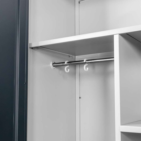 Szafa gospodarcza socjalna Mega-M 2-drzwiowa z półkami S-90 cm szara grafitowy front