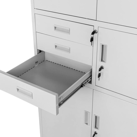 Szafa biurowa metalowa na akta Mega-M WENUS pełne drzwi sejf S- 90 cm G- 40 cm H-185 cm szara