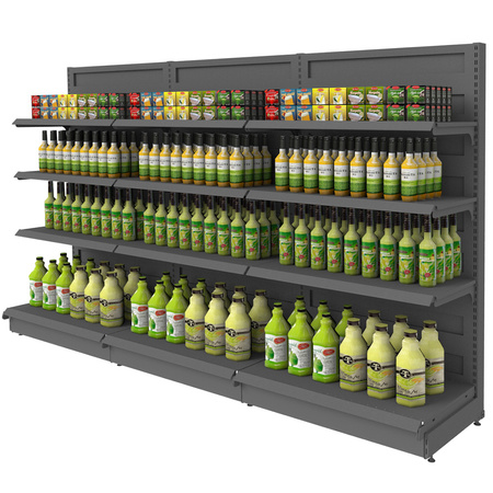 Regał sklepowy Mega-M Basic przyścienny H-225 cm L-303 cm antracyt