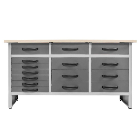 Stół warsztatowy z 15 szufladami Mega-M HANDYMAN S-160 cm G-60 cm H-85 cm grafit