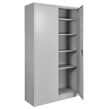 Szafa biurowa metalowa na dokumenty Mega-M pełne drzwi S-100 cm G-40 cm H-185 cm szara