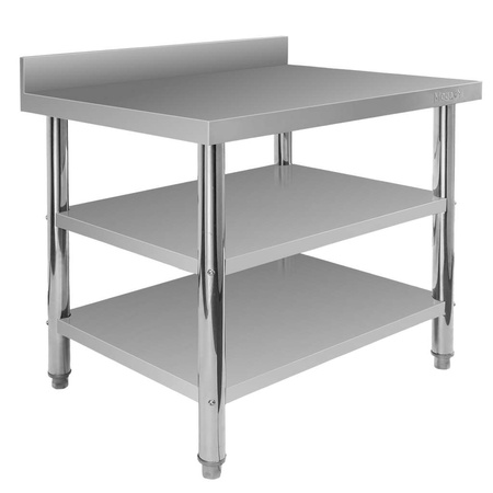 Stół gastronomiczny ze stali nierdzewnej przyścienny z 2 półkami Mega-M X STANDARD 100x70x85 cm