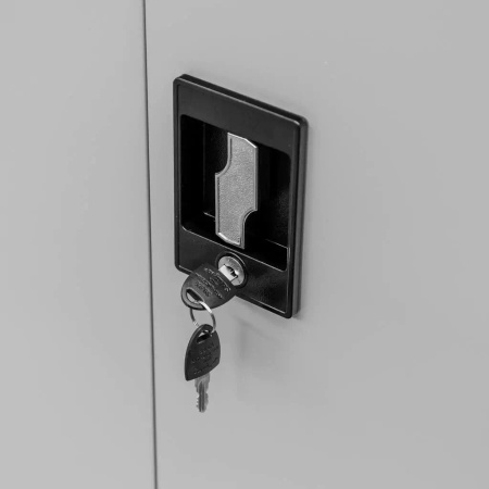 Szafa biurowa metalowa na dokumenty Mega-M pełne drzwi S-90 cm G-40 cm H-140 cm szara