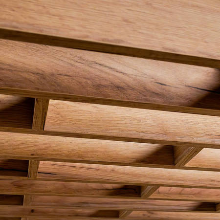 Lamel sufitowy/ścienny podwieszany modułowy Mega-M H-250 cm L-96 cm G-10 cm dąb kraft