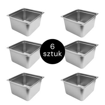 Pojemnik GN 2/3 ze stali nierdzewnej Mega-M 35,3×32,5×20 cm zestaw 6 szt.