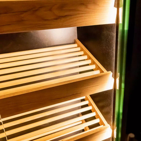 Regał na pieczywo z szybą Mega-M H-205 cm L-100 cm G-58 cm czarny/dąb kraft