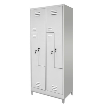 Szafka ubraniowa BHP na podstawie z nóżkami Mega-M pracownicza 4-drzwiowa typ "L" S-80 cm szara